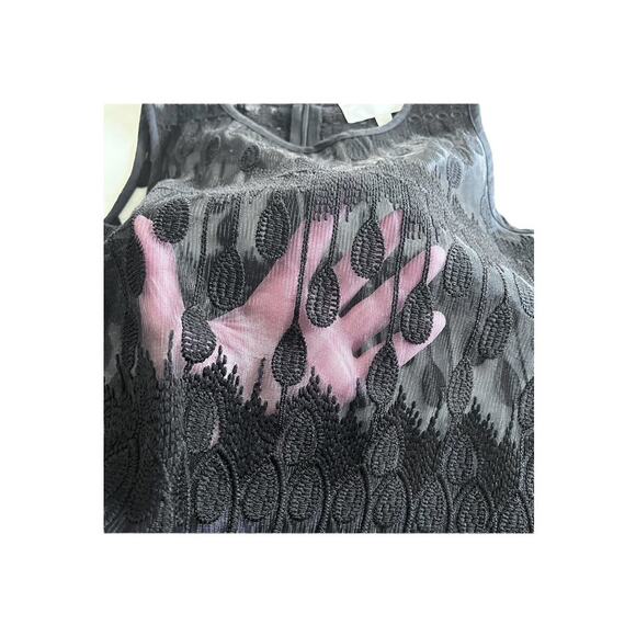 J.O.A. Black Sheer Embroidered Sleeveless Top Size Small - Picture 3 of 7
